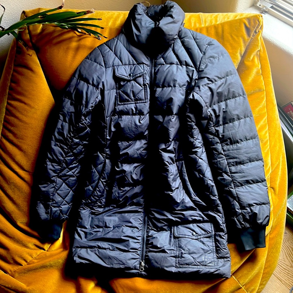 REI long puffer jacket black